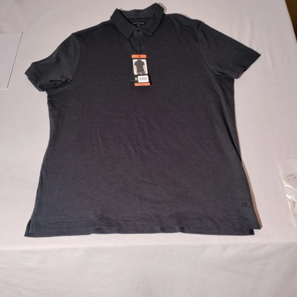 Banana Republic Mens Luxe Touch Performance Polo XXL Black Grey Striped
